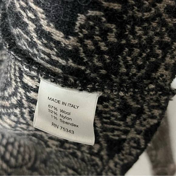 Mary Made In Italy Wool Blend Button Cowl Neck Cardigan Black Gray Sz Medium - Picture 4 of 6